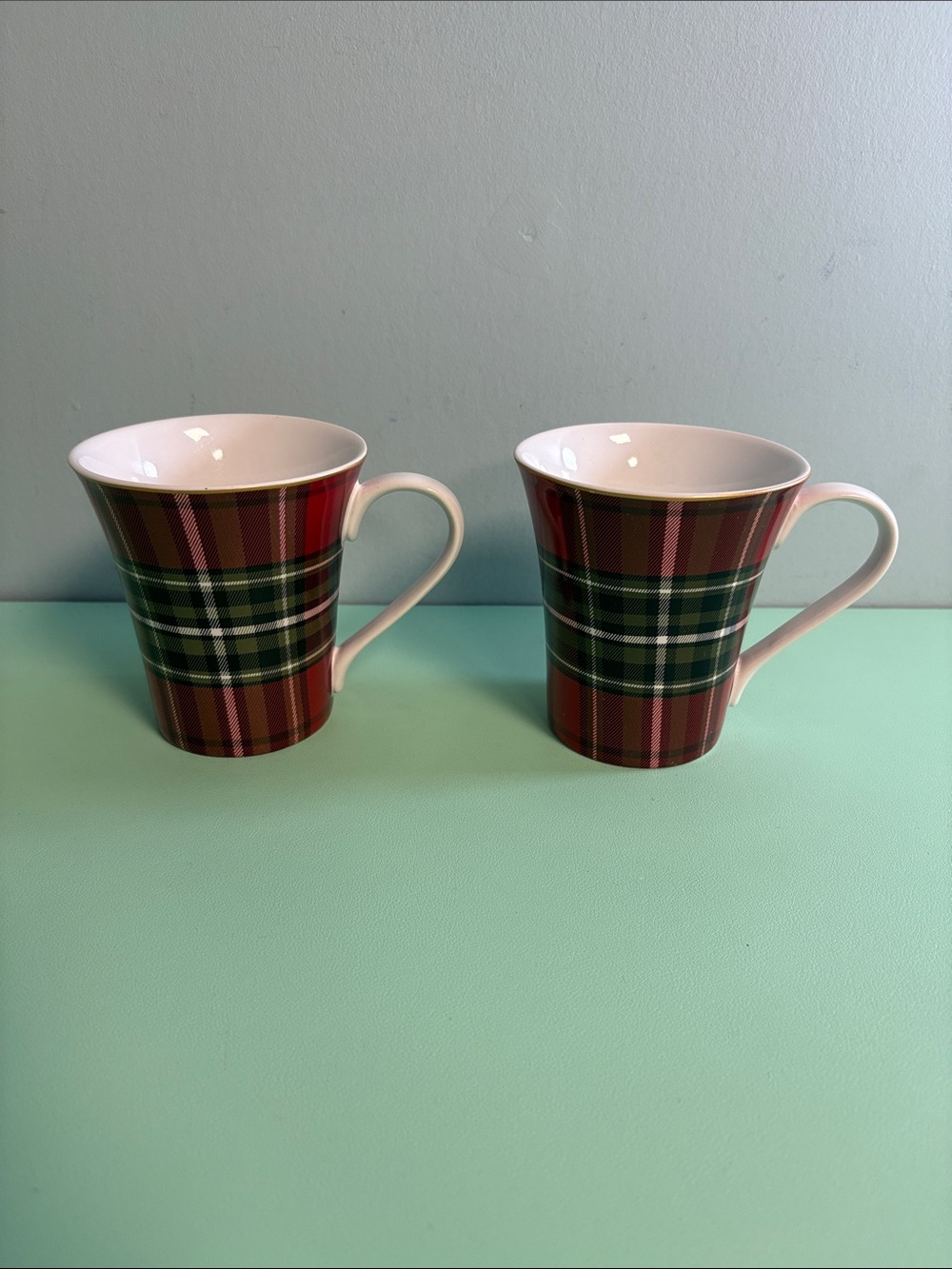 Colin & Justin Red Tartan Mug Set of 2, Christmas Mugs
